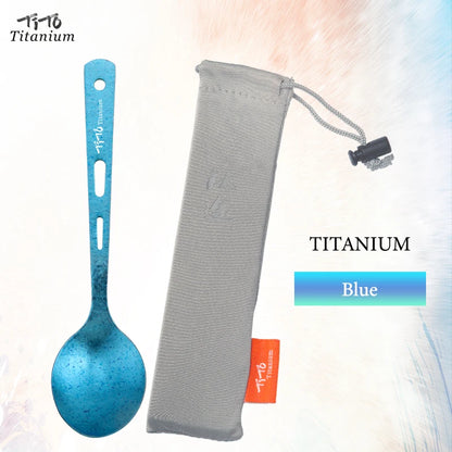TiTo TiTanium Spork Spoon Tableware Combination Outdoor Camping Titanium Alloy Fork Collection Travel Knife Practical 3Pcs Set