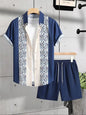 Summer Men's Short Sleeve Shirt And Beach Shorts Set Ethnic Print Outdoor Street Men's Fashion Shorts Men's Short Sleeve Shirt