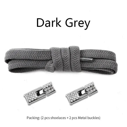 Elastic Laces Sneakers Diamond Cross Locks Shoelaces Without Ties Kids Adult 8MM Width No Tie Shoe Laces Rubber Bands Shoelace