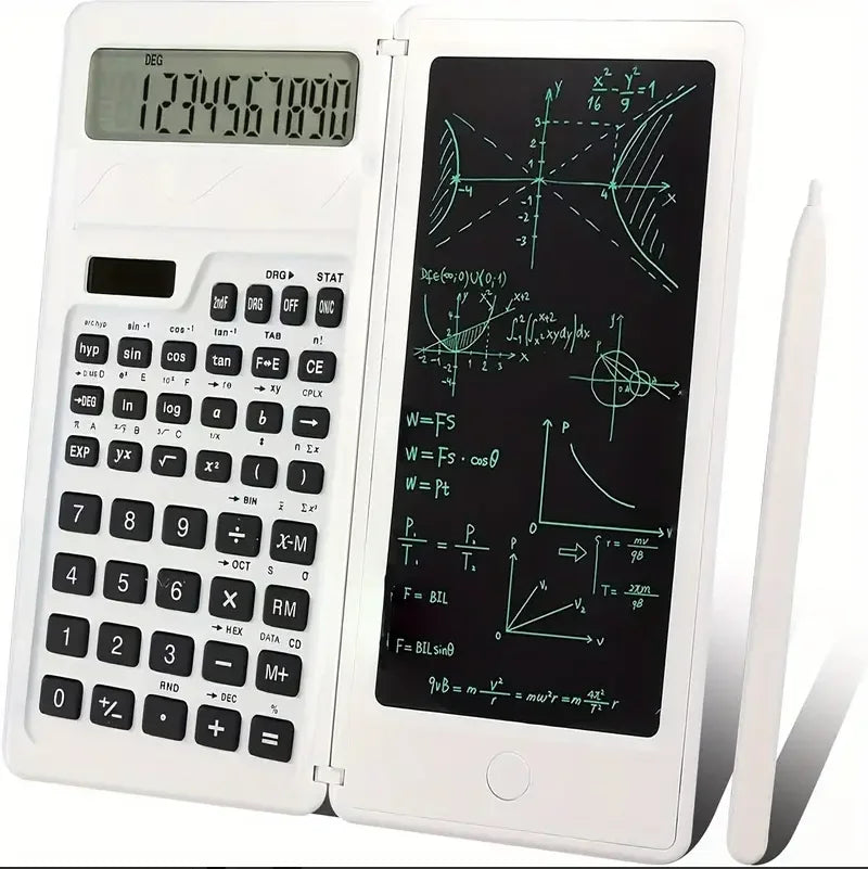 The scientific calculator and notepad desk three-in-one folding function calculator supports solar energy and button batteries