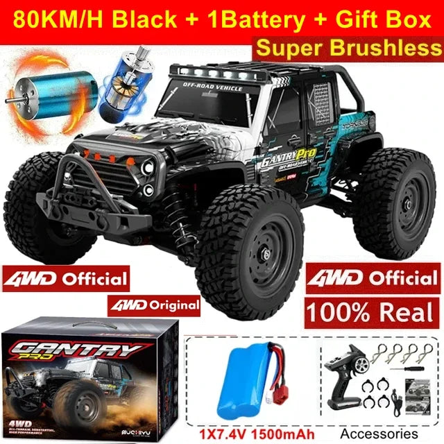 4WD Remote Control Car Off Road 4x4 RC High Speed Buggy Truck Super Brushless 50 or 80KM/H Fast Drift Racing Toy Kids Adults