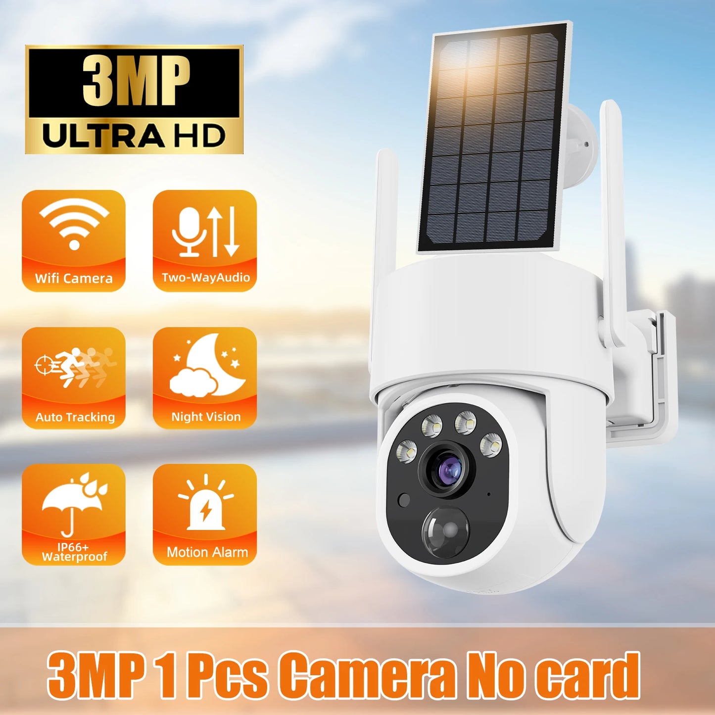 5MP PTZ Solar Power IP WiFi Camera Outdoor IP66 Waterproof 5X Zoom 8000mAh Built-in Battery Surveillance Cam PIR Human Detection