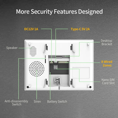 7 Inch Smart WiFi Home Alarm Panel Big Screen 4G Full Touch Tuya Smart Life Alarm Host Systems Kits Security Home Protection
