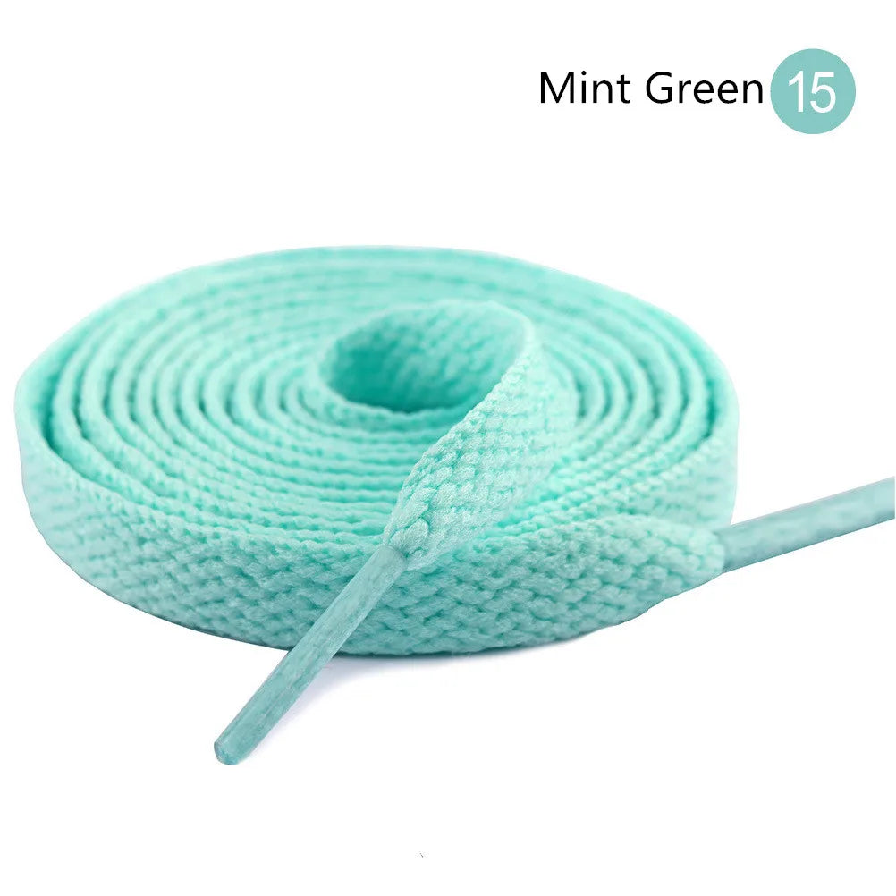 1Pair 8mm Flat Shoelaces Unisex Polyester Black White Shoe Laces Sneakers Canvas Laces Classic Soft Kids Shoestrings 80-120cm