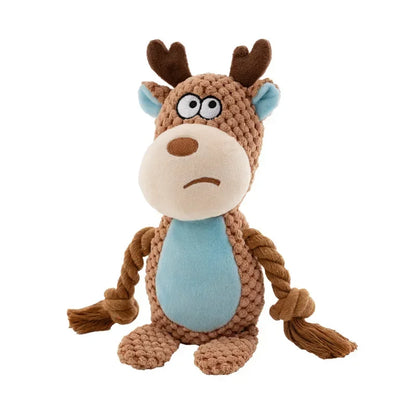 Pet Plush Sound Cotton Rope Fox Frog Elephant Shaped Dog Toy Interactive Tug of War Training Supplies