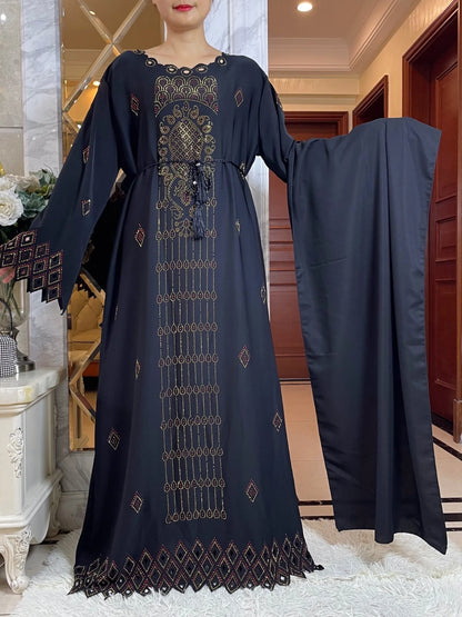 2024 Fashion Diamonds Hollow design Abaya Ramadan Eid Closed Long Abaya Dubai Women Muslim Dress Modest Islamic Clothing