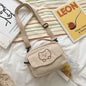 Cute Girl Canvas Bag Ins Small Crossbody Bag Female Student Solid Colour Simple Adjustable Strap Shoulder Bag Daily Women'S Bag