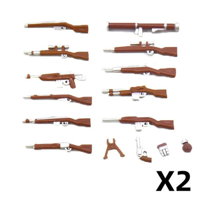 WW2 German Weapon Building Block 98K Two-color Gun US M1911 Soviet RPG Military Soldier Figure Accessories Rifle Pistol Toy C349