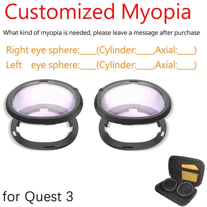 Magnetic Eyeglass Frame for Quest 3 Prescription Lenses Anti Blue Myopia Lens VR Glasses Optics Lens Replacement Accessories