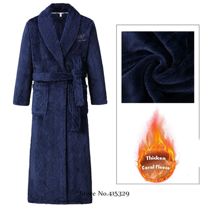 Big Size 3Xl 4Xl Kimono Robe Gown Winter New Men's Homewear Coral Fleece Bathrobe Shower Peignoirs Loose Thicken Nightwear