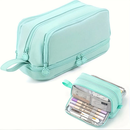 Large capacity stationery case, durable oxford cloth pencil case, portable organizer for school, office and university supplies