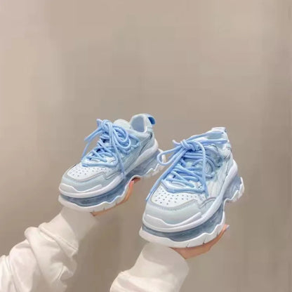 Shoes Women Sneakers Fashion Sole Design Light Color Summer Chunky Luxury Casual Sports Lace-up Basic Walking Shoes