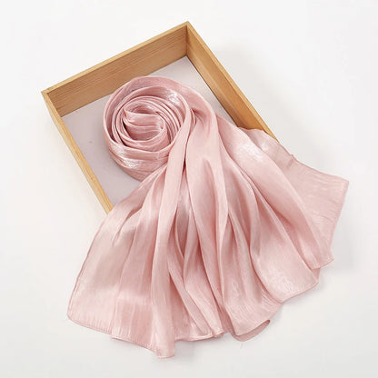 New Premium Silk Crinkle Hijab Scarf Women Shawls Plain Muslim Women Hijabs Breathab Islam Women Turban Pleated Scarf Ramadan