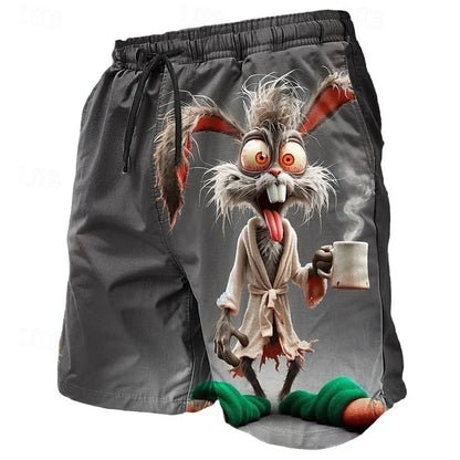 3D Print Tiger Sheep Chicken Rabbit Short Pants For Men Animal Pattern Beach Shorts Summer Hawaiian Board Shorts Kid Swim Trunks