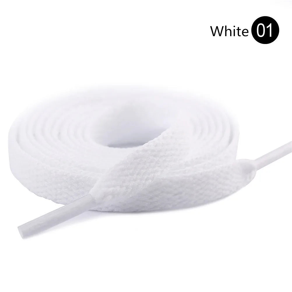 1Pair 8mm Flat Shoelaces Unisex Polyester Black White Shoe Laces Sneakers Canvas Laces Classic Soft Kids Shoestrings 80-120cm