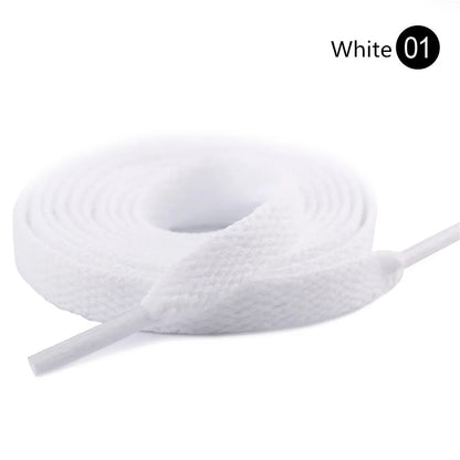 1Pair 8mm Flat Shoelaces Unisex Polyester Black White Shoe Laces Sneakers Canvas Laces Classic Soft Kids Shoestrings 80-120cm
