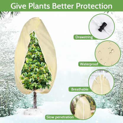 1PC Winter Plant Warm Cover Non-woven Plant Anti Freezing Bag In Outdoor Yard Vegetation Anti-Frost Bag Drawstring Zipper Design