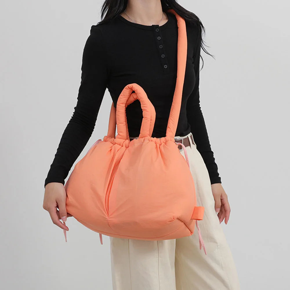 Casual Nylon Soft Padded Handbag Designer Soft Puff Women's Shoulder Crossbody Bag Simple Retro Large Capacity Handbag-ll