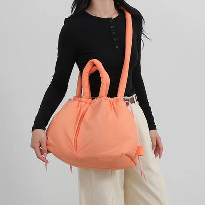 Casual Nylon Soft Padded Handbag Designer Soft Puff Women's Shoulder Crossbody Bag Simple Retro Large Capacity Handbag-ll