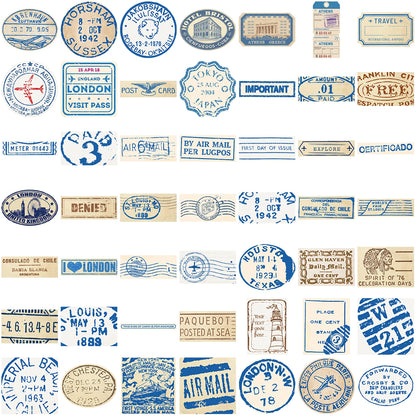 50PCS Travel Ticket Sticker Retro Style Handbook Material Phone Case Laptop Luggage Decorative Stickers