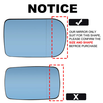 For BMW 7 Series E38 5 E39 1995 - 2003 Left Right Door Side Wing Mirror Glass Heated Blue Rear View Rearview Convex Exterior