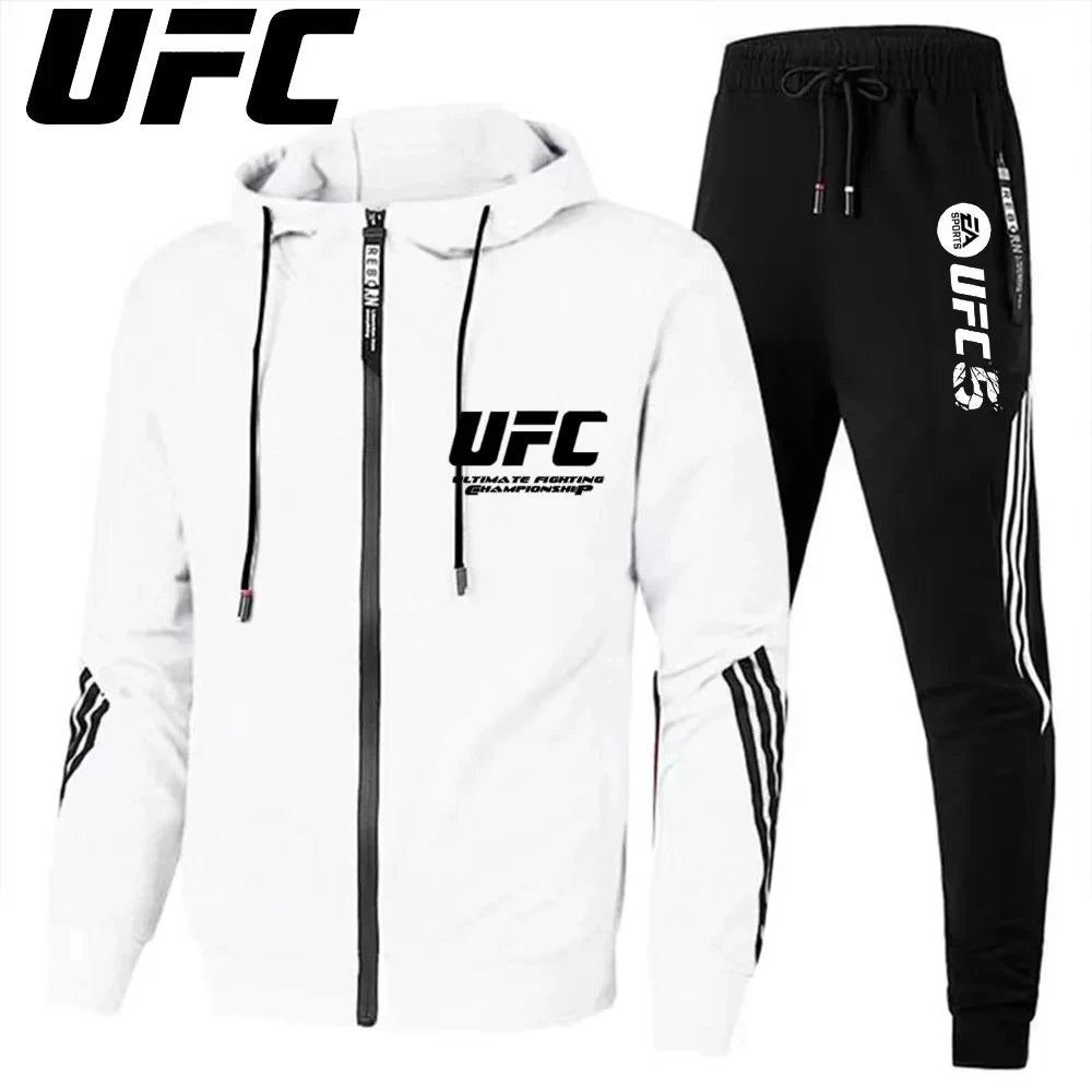 UFC Zipper Hoodie Set Comfortable Breathable Simple Casual Sports Two-Piece SetThin style