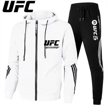 UFC Zipper Hoodie Set Comfortable Breathable Simple Casual Sports Two-Piece SetThin style