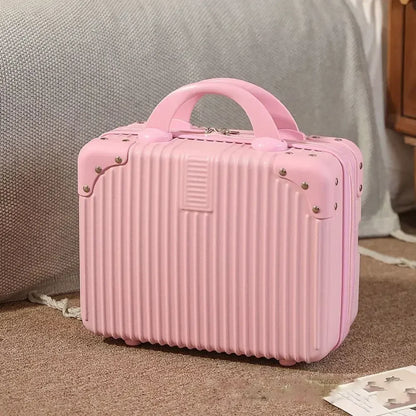 14 inch Mini Women Travel Suitcase Storage Bags Cosmetic Box Hand Luggage Organizer Makeup Case Small Password Box Boarding Case