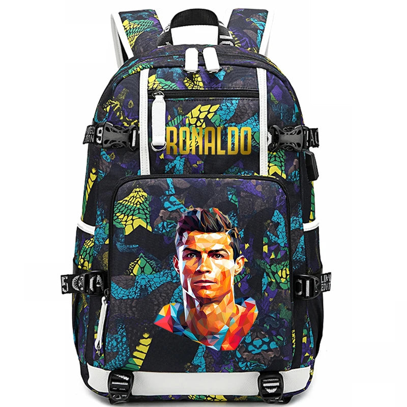 Ronaldo Print Student School Bag Children's Backpack Outdoor Travel Bag