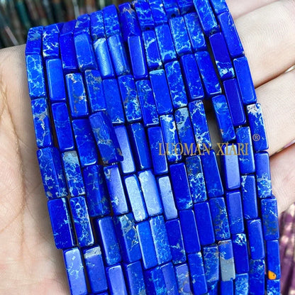 4x13mm Square Natural Stone Light Lavender Chalcedony Loose Spacer Beads for Jewelry Making Diy Bracelet Charms Accessories