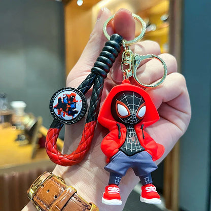 Wholesale Spider-Man Keychain Spiderman Action Figure Anime Spider Man Keyring Backpack Pendant Bag Car Key Ring Kid Model Toy