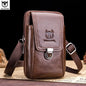 BULLCAPTAIN  Genuine Leather Vintage Waist Packs Men Travel Fanny Pack Belt Bum shoulder Bag Waist Bag Mobile Phone Pouch
