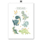 Cartoon Dinosaur Numbers Alphabet Jurassic Dino Nursery Posters Print Canvas Painting Wall Art Picture Baby Kids Room Home Decor