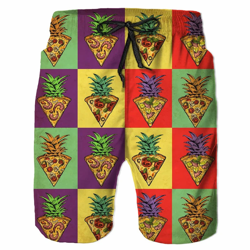 Cartoon Music Colorful Graffiti Beach Shorts Men 3d Print Swim Trunks Summer Surf Board Shorts 80s 90s Street Short Pants