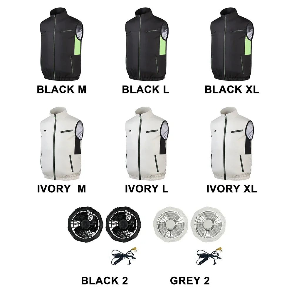 New Cooling Vest Ice Fan Vest Heat Resistant Air Conditioner Clothes Cooling Fan Vest for Summer Camping Fishing Vest Hiking