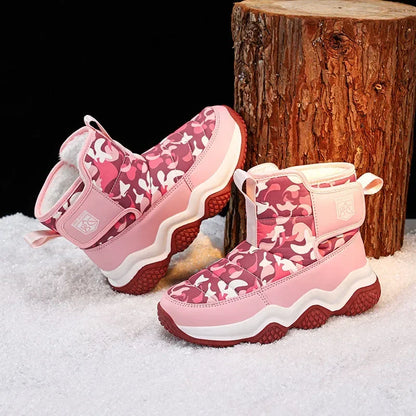 Winter Children Snow Warm Boots Fur Shoes Boys Sneaker Rubber Hiking Shoe Fashion Children Shoes Waterproof Leather Boots Kids