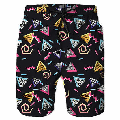 Cartoon Music Colorful Graffiti Beach Shorts Men 3d Print Swim Trunks Summer Surf Board Shorts 80s 90s Street Short Pants