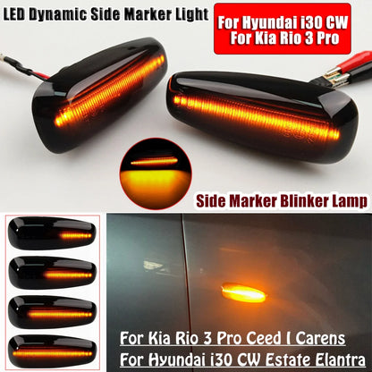 For Kia Pro Ceed Estate Rio III Hatchback Saloon Hyundai i30 Azera Elantra Avante Dynamic Turn Signal Lamp LED Side Marker Light