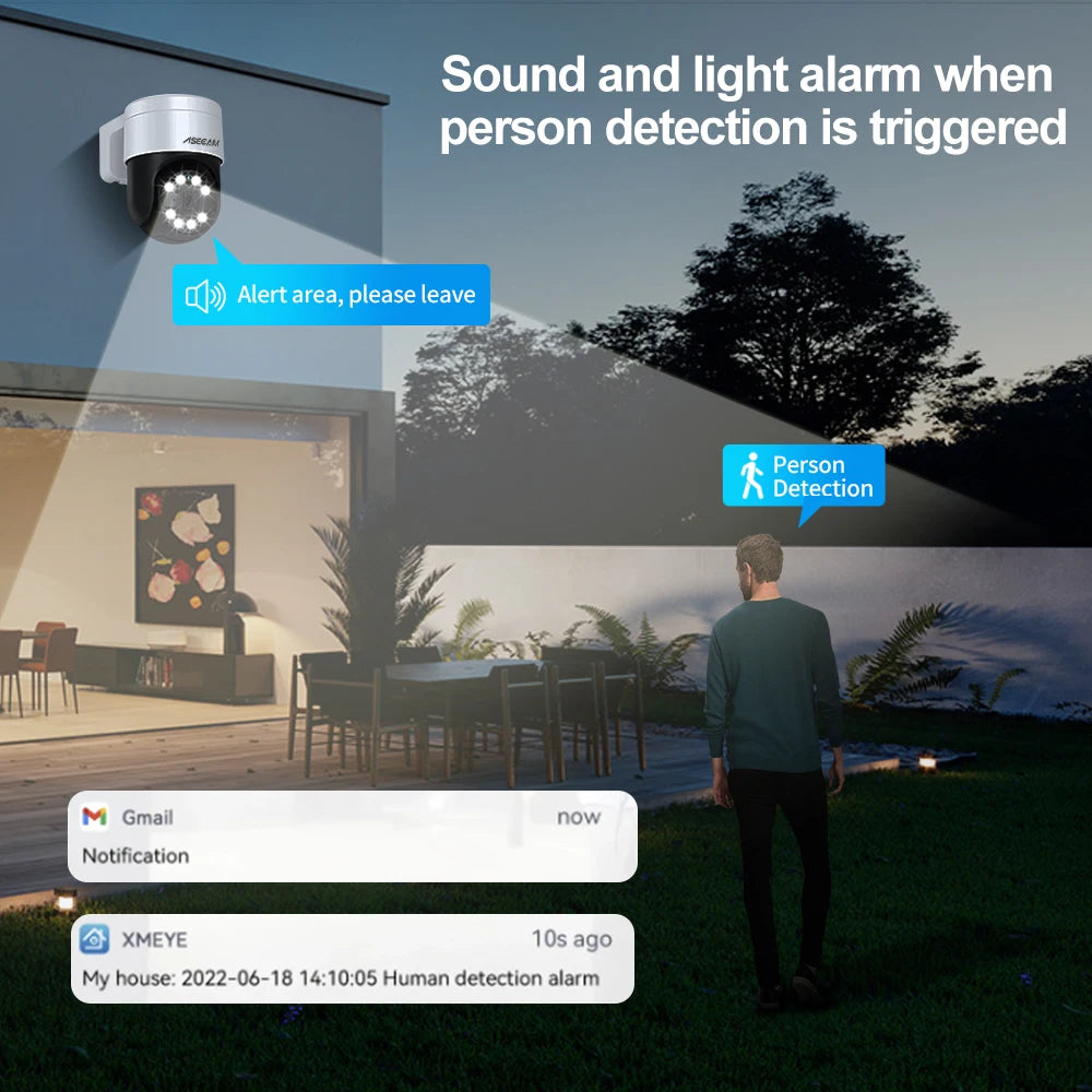 8MP 4K Face Detection Security PTZ IP Camera System Audio POE NVR Kit CCTV Humanoid Outdoor Home Video Surveillance Xmeye