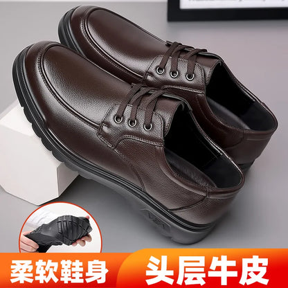 Cowhide Men Shoes Men Business Casual Leather Shoes Men Fashion Breathable Shoes British Casual Lace Up Single Leather Shoes