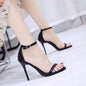 Summer Open Toe Solid Color Simple Elegant Fashion Sandals for Women New Sexy Pin Buckle Comfortable Banquet Party High Heels