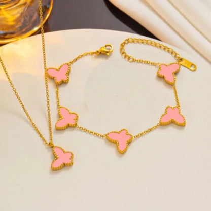 1/2/3Pcs 18K Gold Plated Stainless Steel Butterfly Bracelet for Women, Elegant Butterfly Hand Decor Necklace Bracelet Jewelry