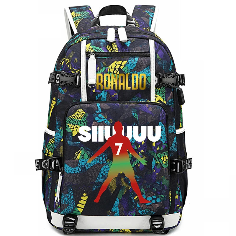 Ronaldo Print Student School Bag Children's Backpack Outdoor Travel Bag