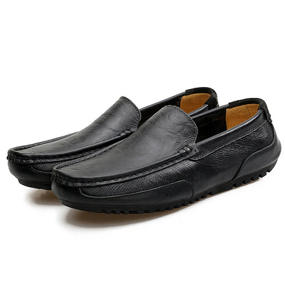 2023 Black Men Shoes Casual Genuine Leather Mens Loafers Moccasins Luxury Brand Italian Breathable Slip on Boat Shoes