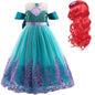 Fancy Mermaid Costumes for Girls 4-10 Y Ariel Cosplay Birthday Princess Dress Halloween Carnival Party Gown Girls Mermaid Dress