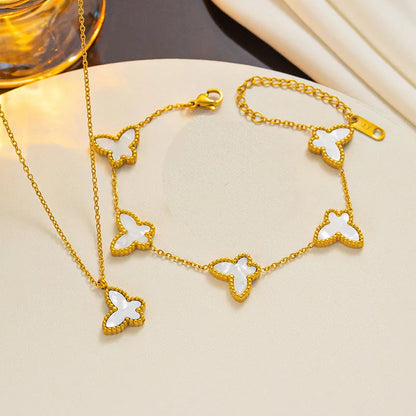 1/2/3Pcs 18K Gold Plated Stainless Steel Butterfly Bracelet for Women, Elegant Butterfly Hand Decor Necklace Bracelet Jewelry