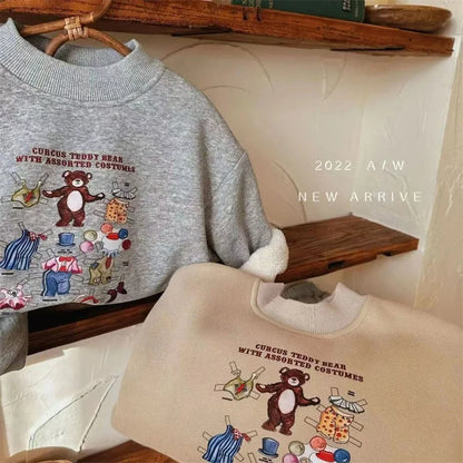 Boys Girls Padded Fashion Sets Children Autumn Winter Cartoon Suits Kids Casual Sweatshirt+Pants 2Pcs Outfits New Trend Clothing