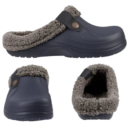 Comwarm Winter Fuzzy Colgs Slippers For Men Outdoor Waterproof Plush Lined Garden Shoes Comfort Non-slip Fur Fluffy House Slides