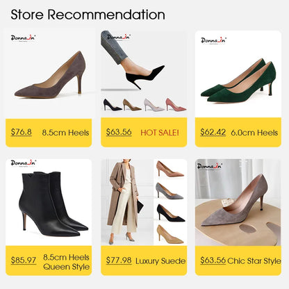 Donna-in Luxury Kid Suede Ladies Pumps Genuine Leather High Heels for Women Elegant Pointed Toe Stiletto Dress New Trendy Colors