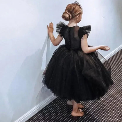 Flower Girl Pink Dress for Wedding Backless Elegant Kids Birthday Party Gala Dresses Puff Sleeve Children Communion Costume 3-8Y